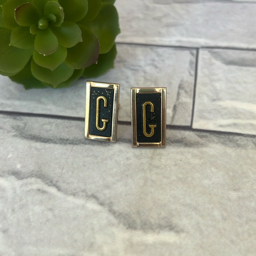 Vintage SWANK G engraved initial cufflinks gold tone set of 2